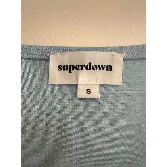 Superdown Victoria Top NWT Sz S Cropped Tie Front Long Balloon Sleeve Revolve - Picture 3 of 8